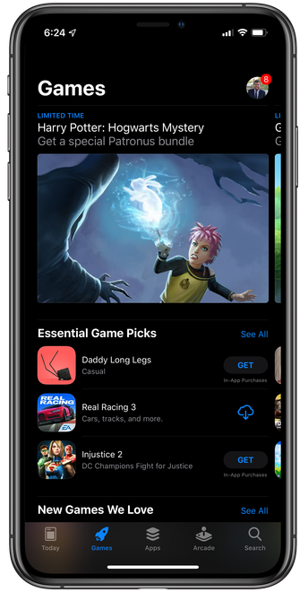 A closer look at what the AppStore will look like with dark mode enabled